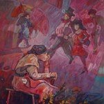 1993,VENDEDORA DE GIRASOLES,oleo-lienzo, 50x40